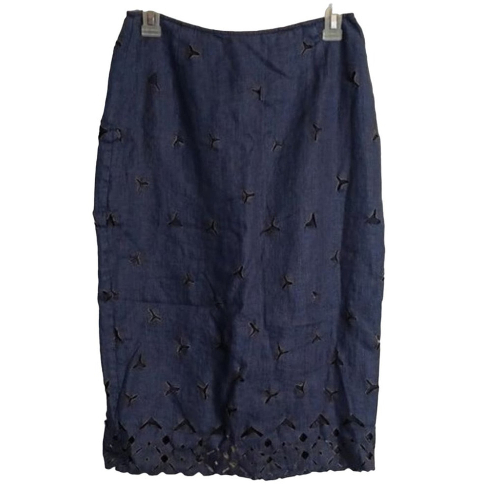 Lafayette 148 Women's Laser Cut Linen Pencil Skirt S
